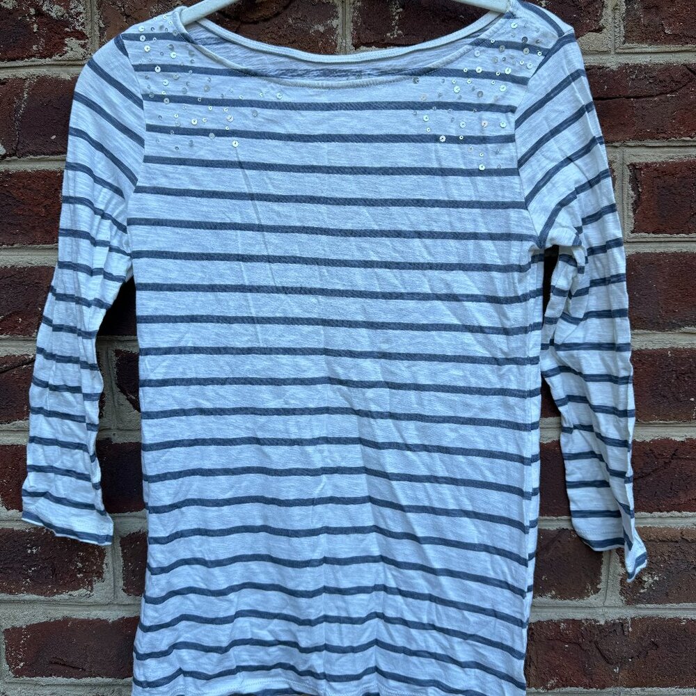 Old Navy Striped 3/4 Sleeve Shirt with Sequence
